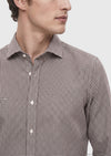 Bordo Kareli Casual Fit Uzun Kumaş Casual Pamuk Karışımlı Gömlek