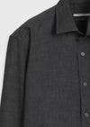 Antrasit Düz Casual Fit Uzun Kumaş Casual %100 Pamuk Gömlek