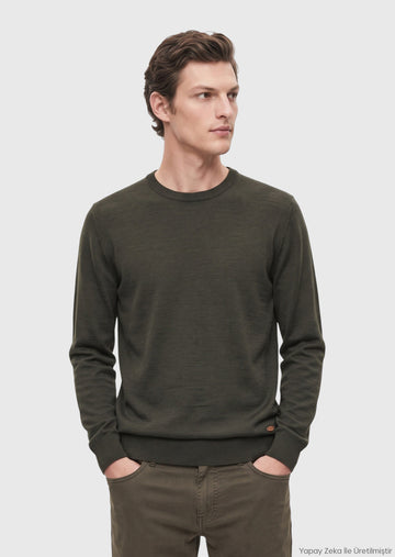 Khaki Knitwear Sweatshirt
