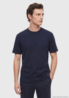 Lacivert Düz Bisiklet Yaka Yün Karışımlı T-Shirt