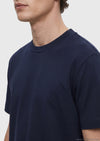 Lacivert Düz Bisiklet Yaka Yün Karışımlı T-Shirt