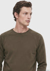 Haki Bisiklet Yaka Düz Sweatshirt