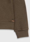 Haki Bisiklet Yaka Düz Sweatshirt