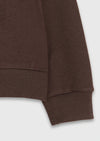 Kahverengi Bisiklet Yaka Düz Sweatshirt