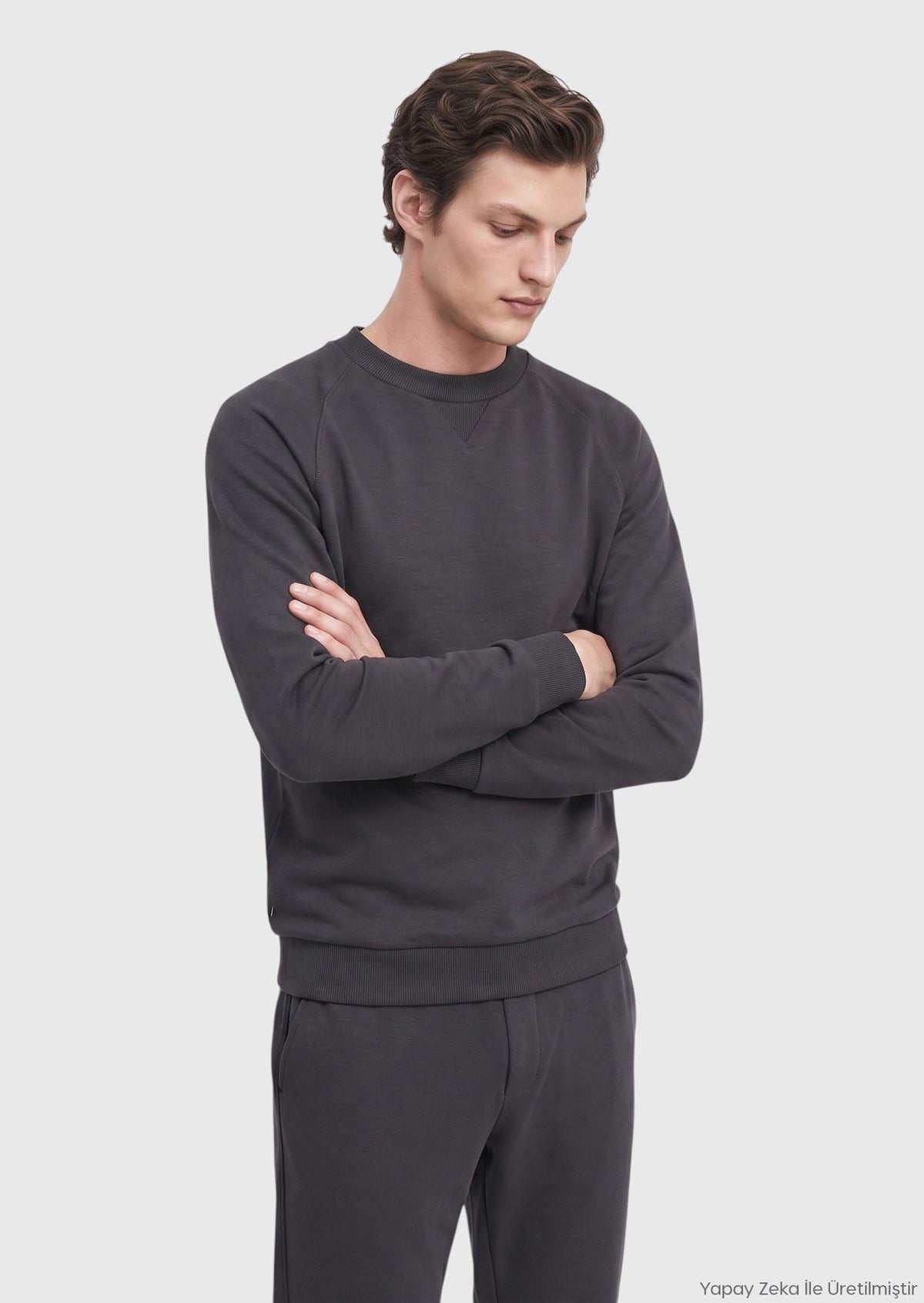 Antrasit Düz Sweatshirt
