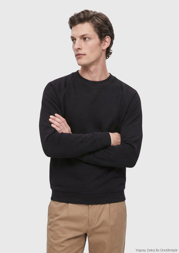 Siyah Düz Sweatshirt