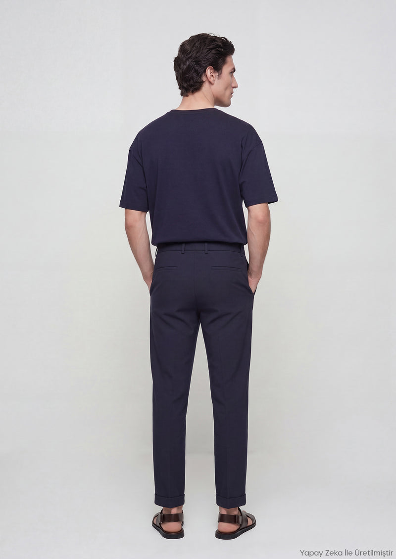 Lacivert Düz Dokuma Jogging Fit Casual Pantolon