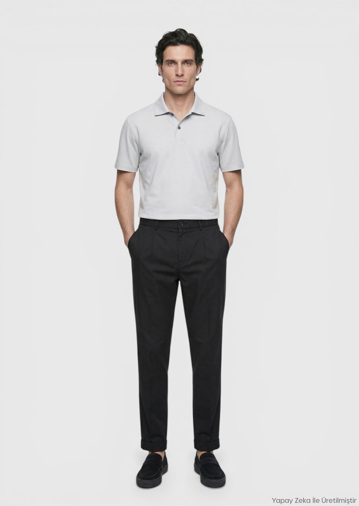 Black Weaving Jogging Fit Casual Cotton Blended Trousers