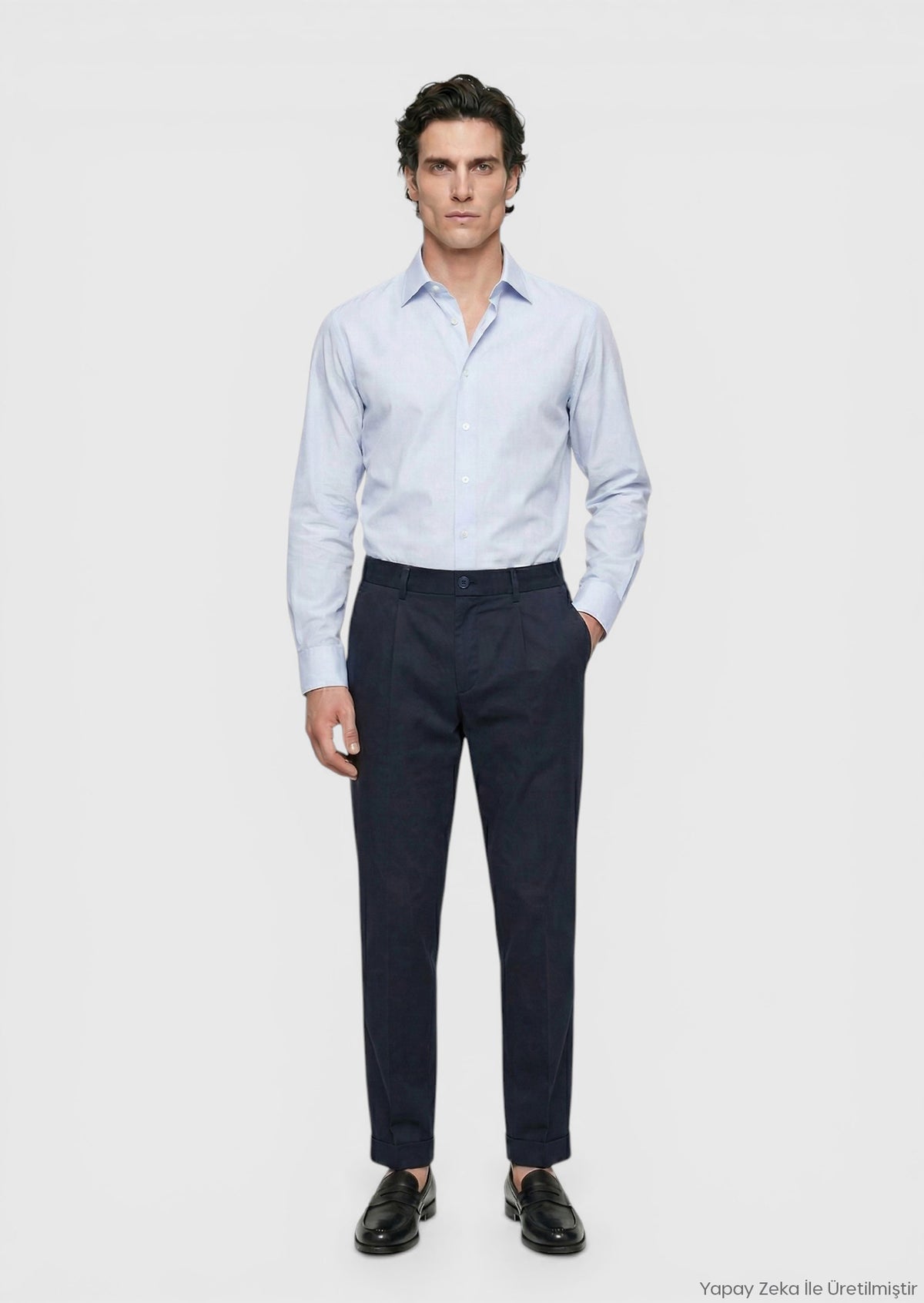 Navy Blue Weaving Jogging Fit Casual Cotton Blended Trousers
