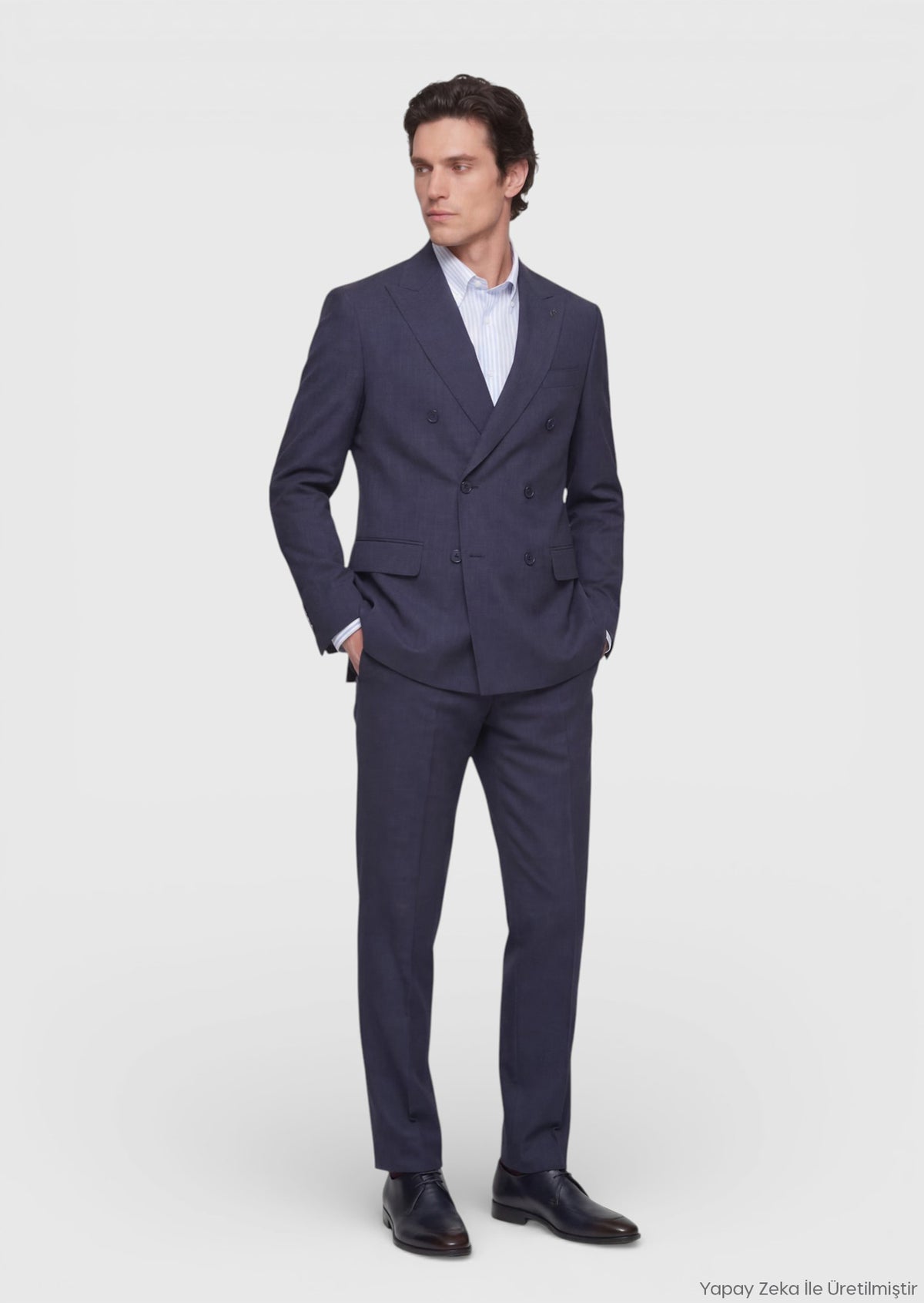 Açık Lacivert Düz Zeroweight Slim Fit İpek Karışımlı Takım Elbise