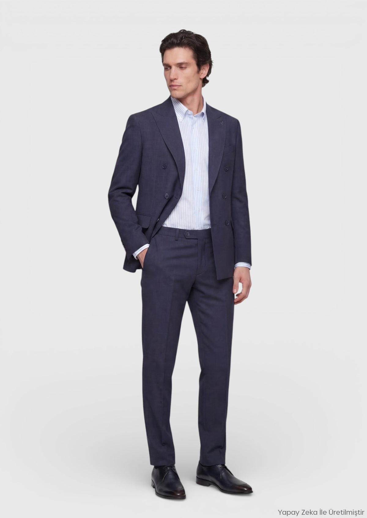 Açık Lacivert Düz Zeroweight Slim Fit İpek Karışımlı Takım Elbise