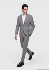 Gri Çizgili Zeroweight Slim Fit %100 Yün Takım Elbise