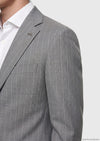 Gri Çizgili Zeroweight Slim Fit %100 Yün Takım Elbise