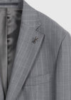 Gri Çizgili Zeroweight Slim Fit %100 Yün Takım Elbise