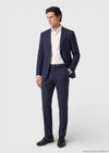 Açık Lacivert Kareli Zeroweight Slim Fit %100 Yün Takım Elbise