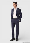Açık Lacivert Kareli Zeroweight Slim Fit %100 Yün Takım Elbise