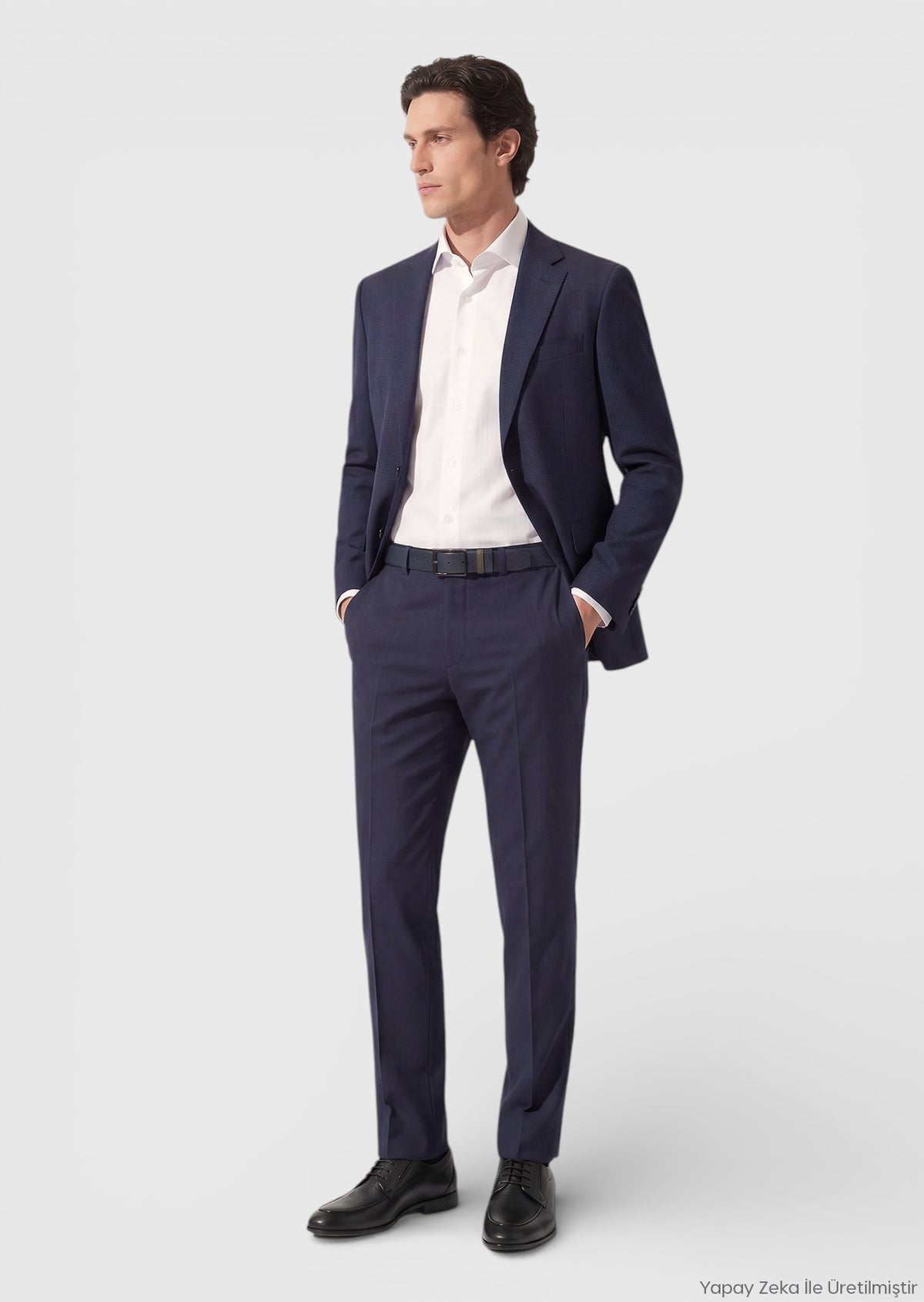 Açık Lacivert Kareli Zeroweight Slim Fit %100 Yün Takım Elbise