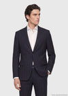 Siyah Çizgili Zeroweight Slim Fit %100 Yün Takım Elbise