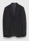 Siyah Çizgili Zeroweight Slim Fit %100 Yün Takım Elbise