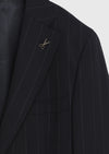 Siyah Çizgili Zeroweight Slim Fit %100 Yün Takım Elbise