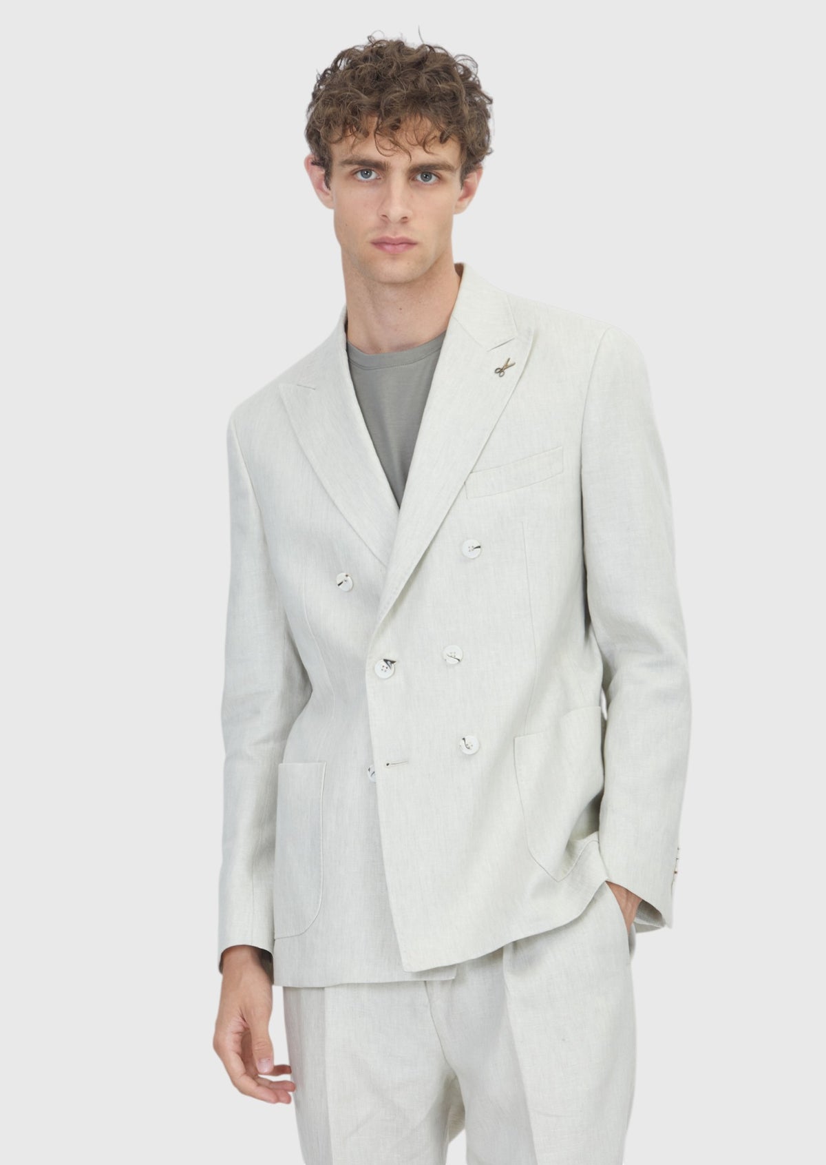 Bej Düz Zeroweight Slim Fit %100 Keten Takım Elbise