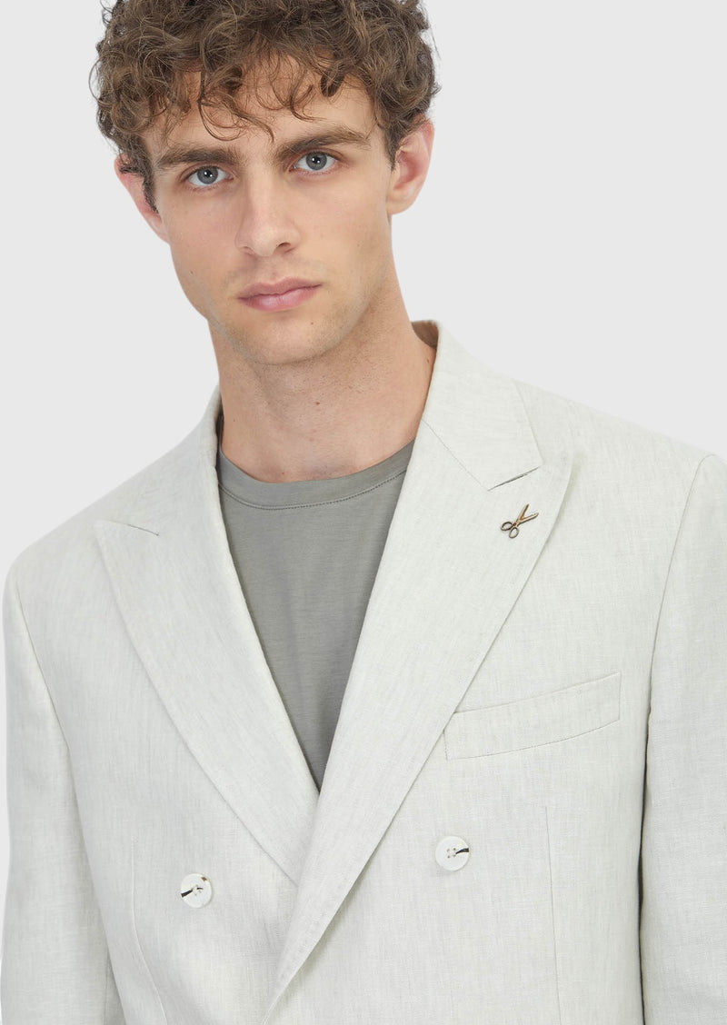 Bej Düz Zeroweight Slim Fit %100 Keten Takım Elbise