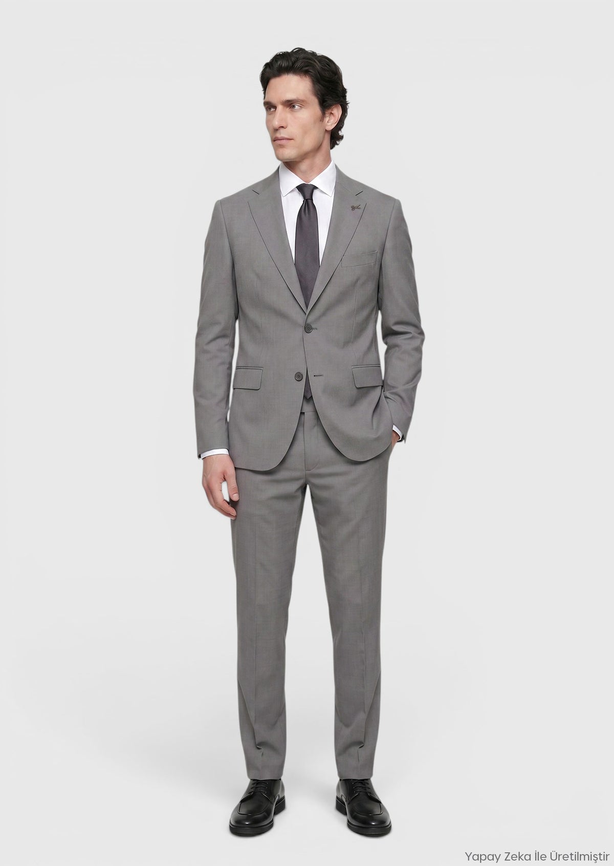 Koyu Gri Düz Zeroweight Slim Fit Yün Karışımlı Takım Elbise