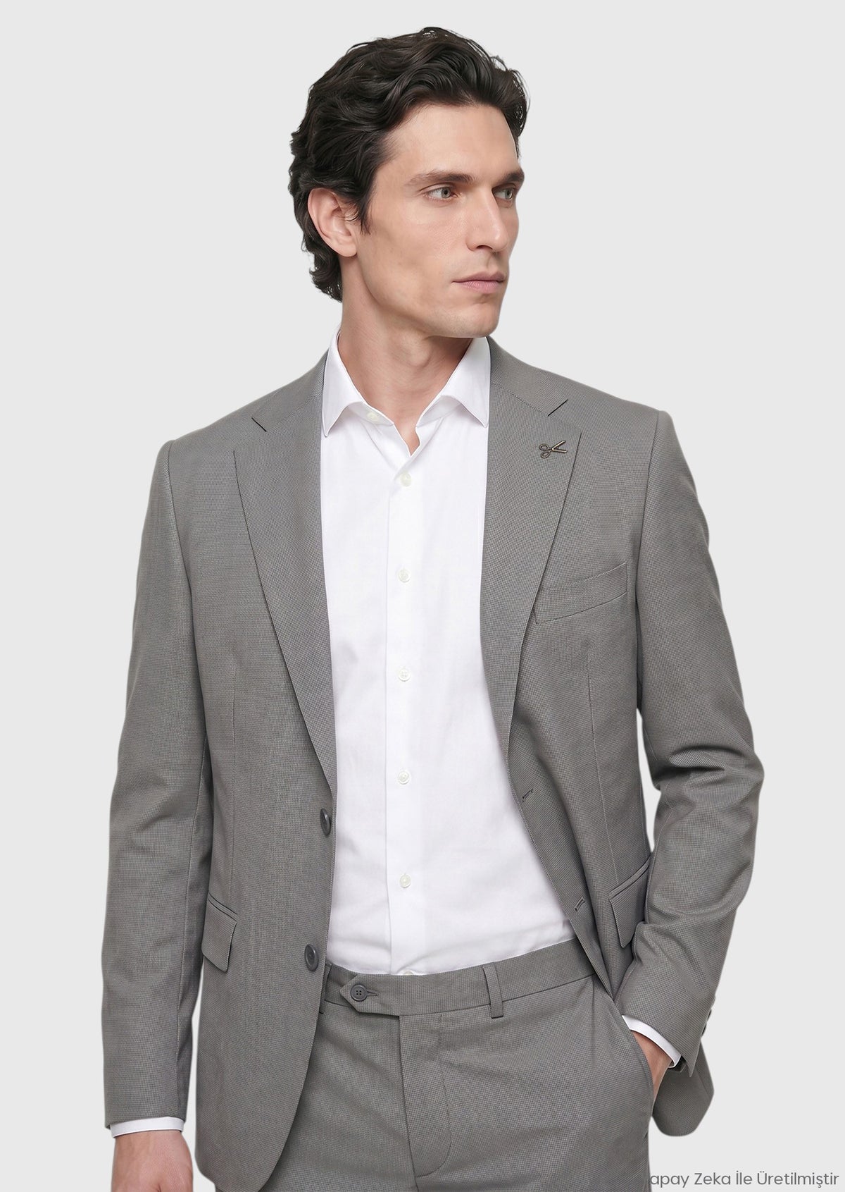 Koyu Gri Düz Zeroweight Slim Fit Yün Karışımlı Takım Elbise
