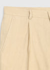 Açık Sarı Düz Dokuma Casual Fit Casual Keten Karışımlı Bermuda