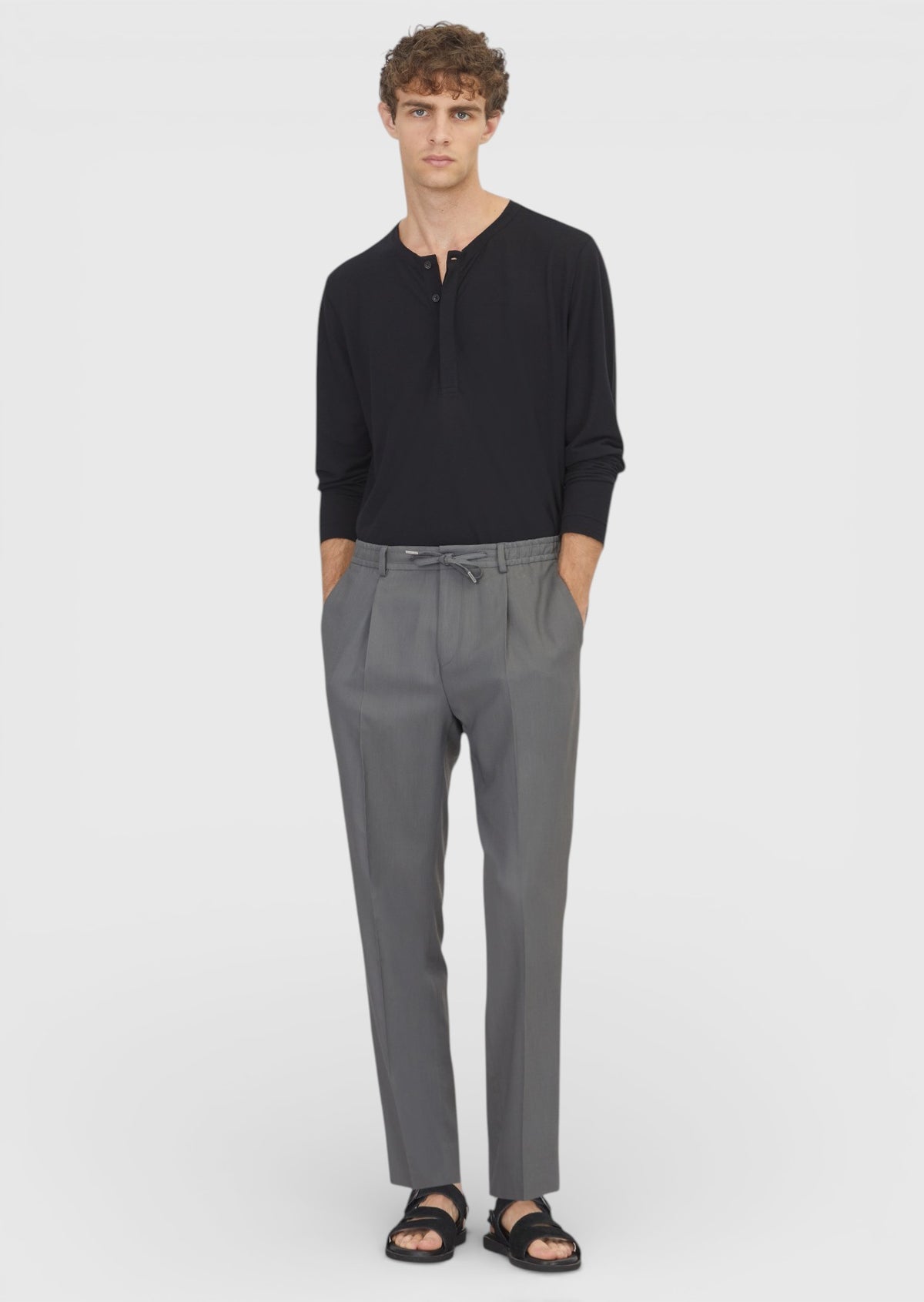 Koyu Gri Düz Dokuma Jogging Fit Casual Pantolon