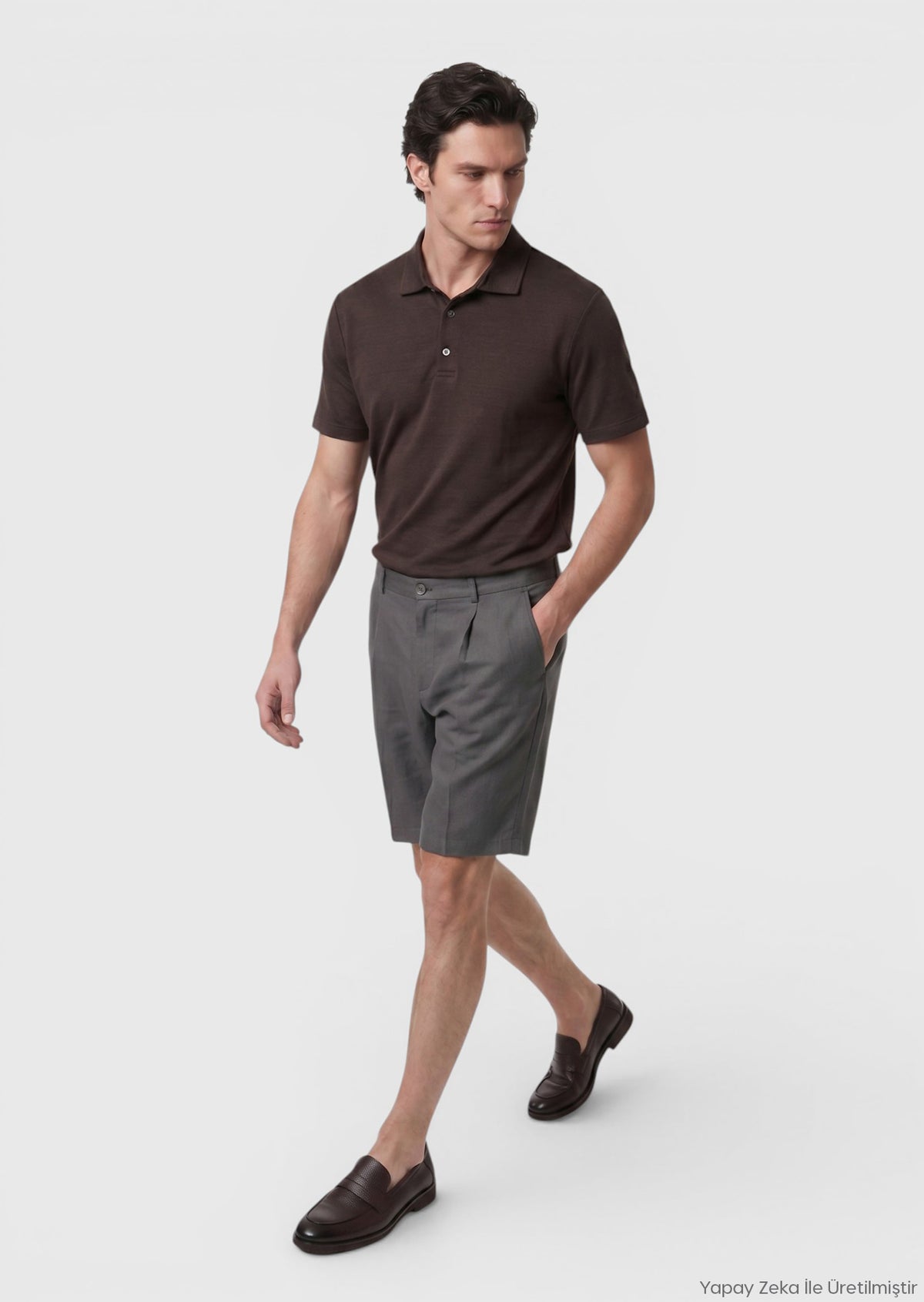Light Brown Weaving Regular Fit Casual Bermuda