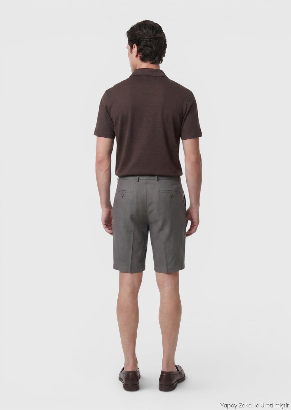 Açık Kahve Düz Dokuma Regular Fit Casual Keten Karışımlı Bermuda