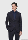 Lacivert Desenli Zeroweight Slim Fit Yün Karışımlı Takım Elbise