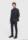Lacivert Desenli Zeroweight Slim Fit Yün Karışımlı Takım Elbise