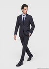 Lacivert Desenli Zeroweight Slim Fit Yün Karışımlı Takım Elbise
