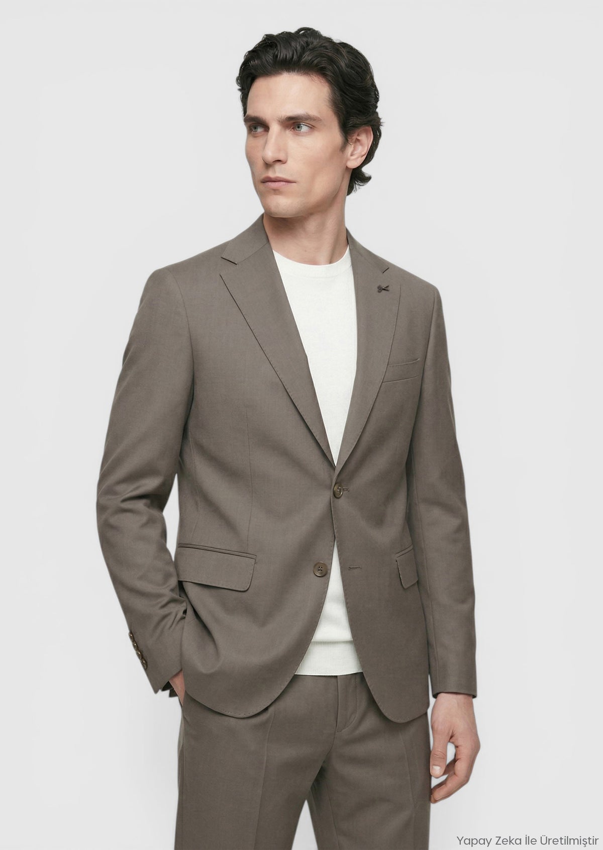 Vizon Düz Zeroweight Slim Fit Yün Karışımlı Takım Elbise