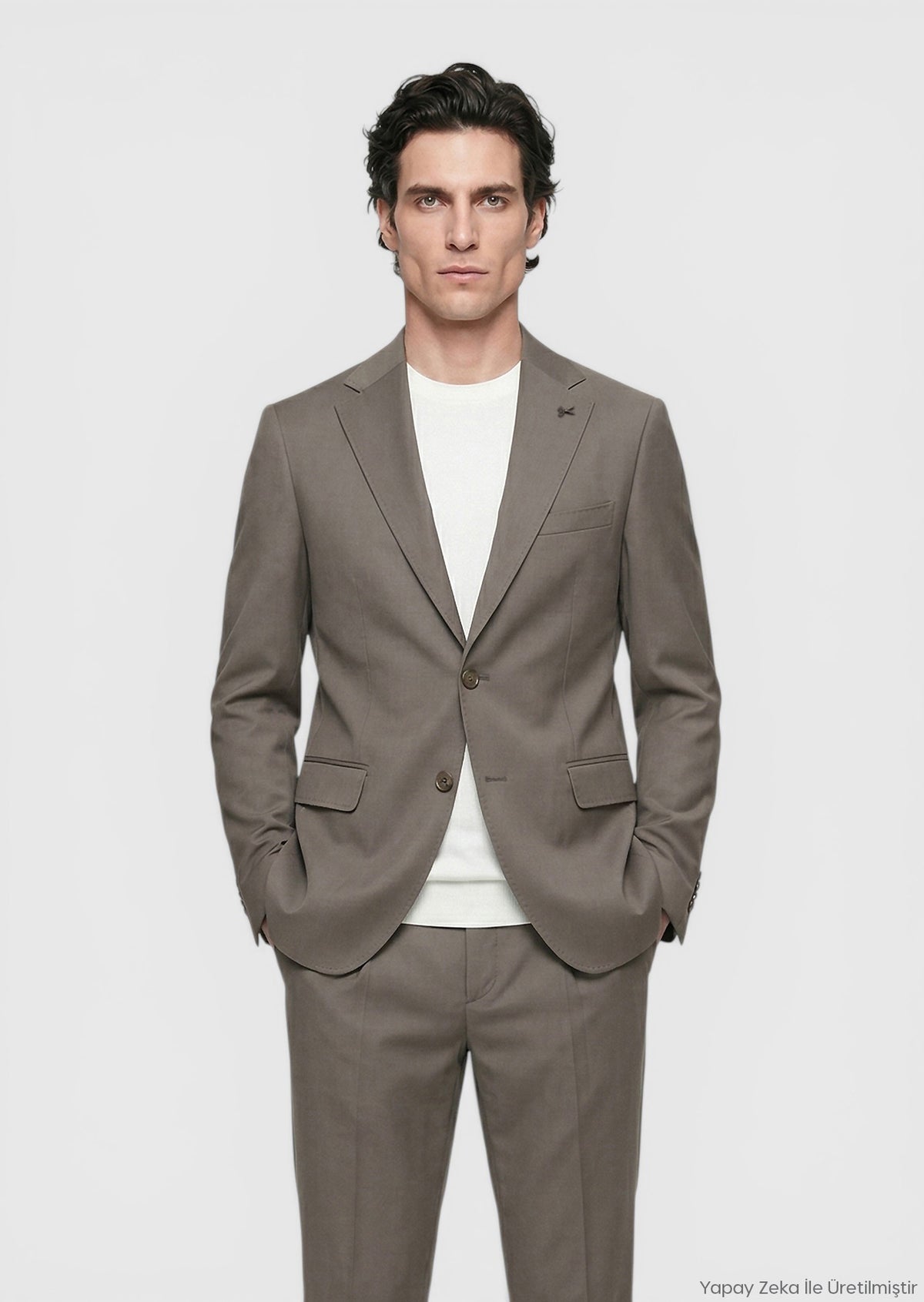 Vizon Düz Zeroweight Slim Fit Yün Karışımlı Takım Elbise