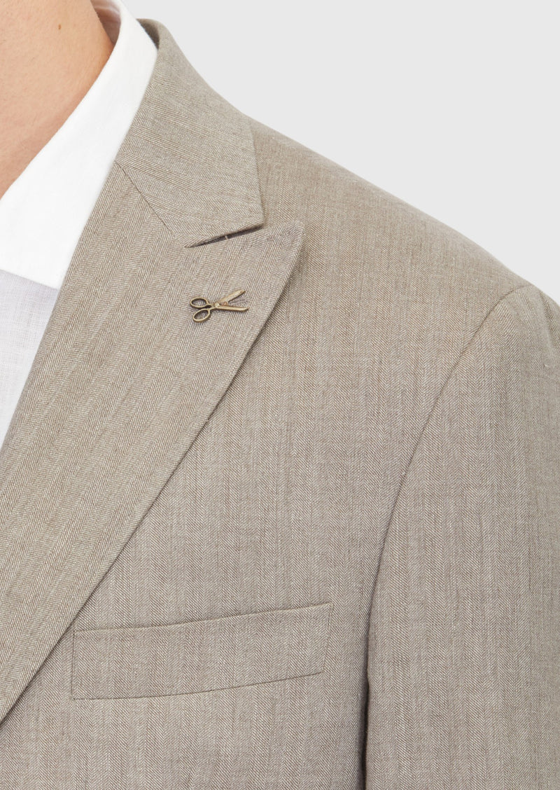Vizon Desenli Zeroweight Slim Fit Yün Karışımlı Takım Elbise