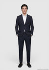 Lacivert Düz Zeroweight Slim Fit Keten Karışımlı Takım Elbise
