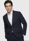 Lacivert Düz Zeroweight Slim Fit Keten Karışımlı Takım Elbise