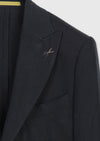 Lacivert Düz Zeroweight Slim Fit Keten Karışımlı Takım Elbise