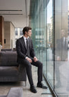 Antrasit Çizgili Modern Fit Yün Karışımlı Takım Elbise