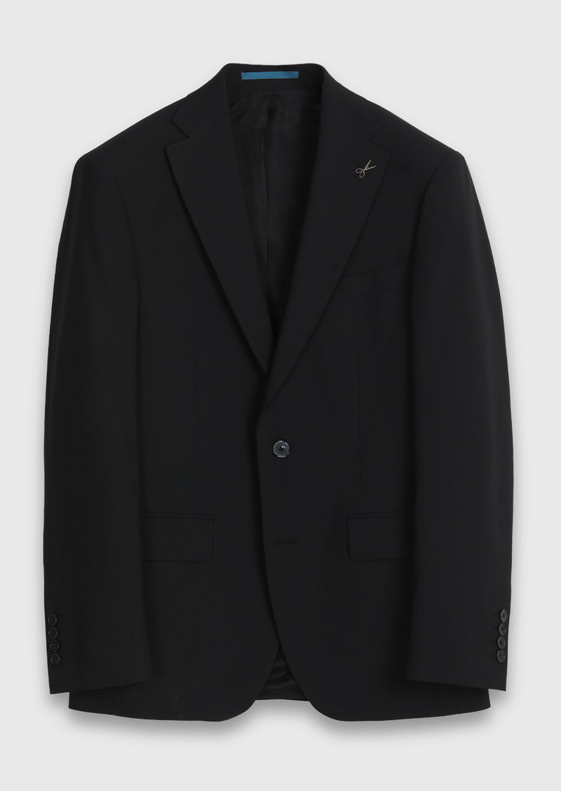 Siyah Çizgili Modern Fit Yün Karışımlı Takım Elbise