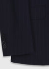 Lacivert Çizgili Zeroweight Slim Fit %100 Yün Takım Elbise