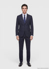 Lacivert Çizgili Zeroweight Slim Fit %100 Yün Takım Elbise