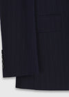 Lacivert Çizgili Zeroweight Slim Fit %100 Yün Takım Elbise