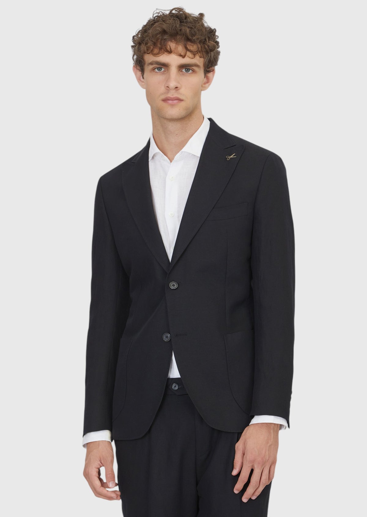 Siyah Düz Zeroweight Slim Fit Keten Karışımlı Takım Elbise