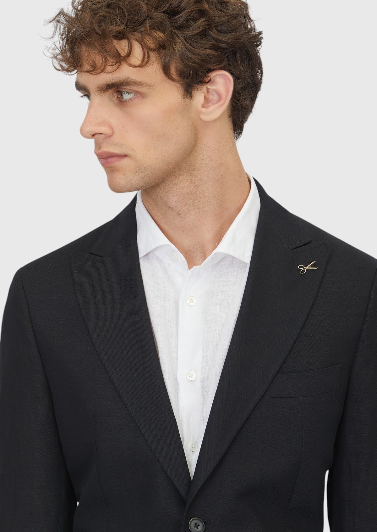 Siyah Düz Zeroweight Slim Fit Keten Karışımlı Takım Elbise