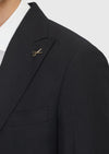 Siyah Düz Zeroweight Slim Fit Keten Karışımlı Takım Elbise
