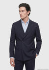 Lacivert Çizgili Zeroweight Slim Fit Yün Karışımlı Takım Elbise